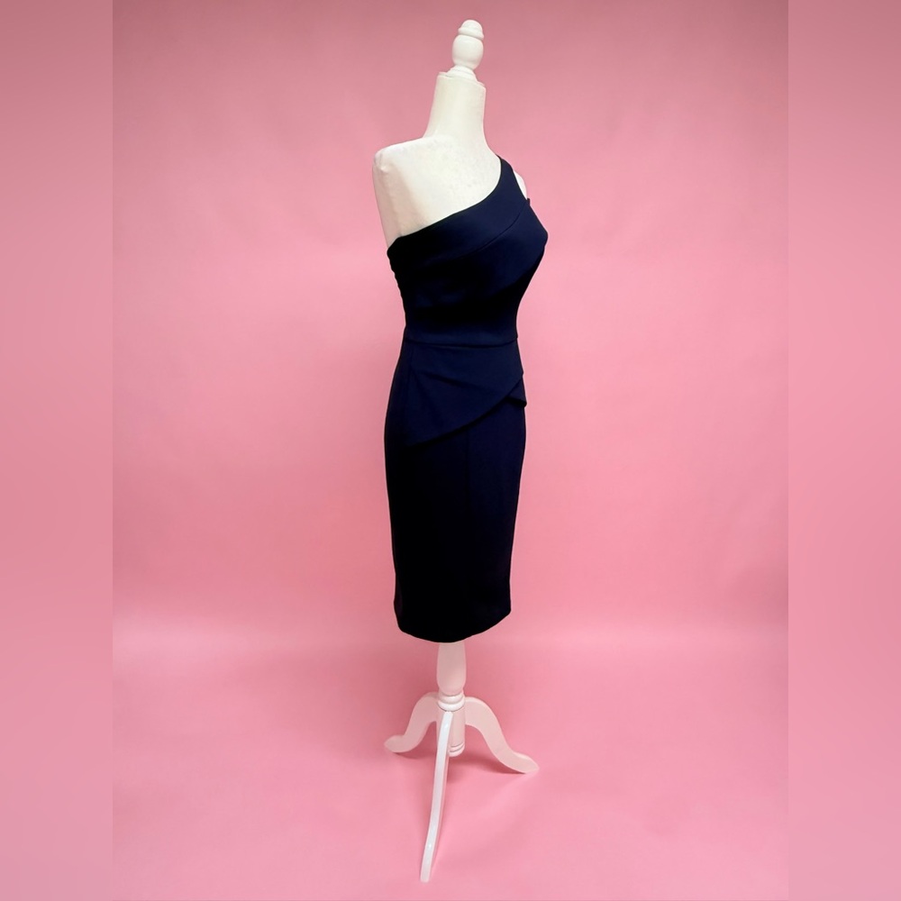🌹Elegant Navy Cachet Roland Mouret One-Shoulder Dress - Picture 7 of 8